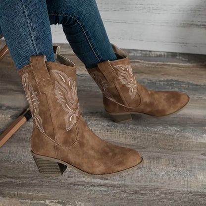 Hoge Hak Laarzen Retro Stijl Damesschoenen