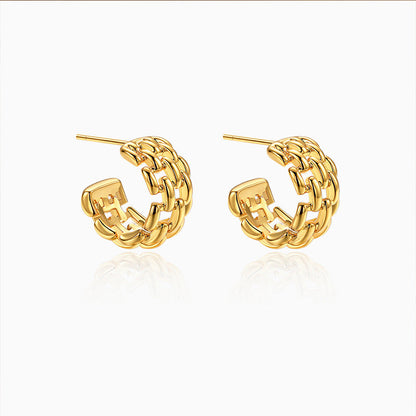 Gouden Oorknoppen voor Dames met Schakel Detail