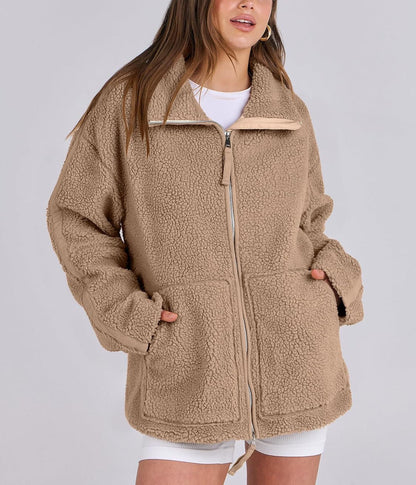 Dames Fleece Jas Oversized Warm en Zachte Winterjas