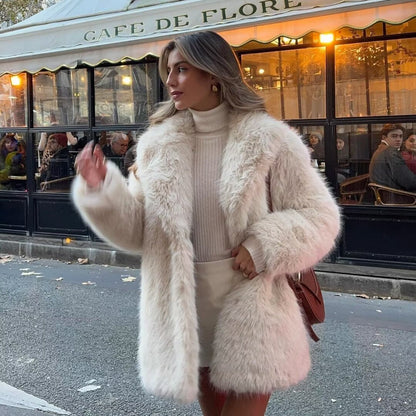 Dames Faux Fur Jas Luxe Stijlvol Elegante Uiterlijk