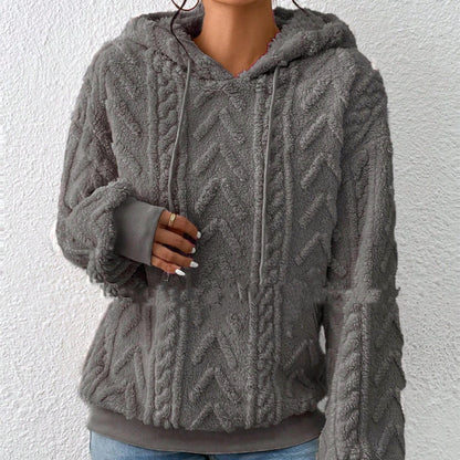 Dames Teddy Hoodie Geometrisch Patroon Zacht en Warm