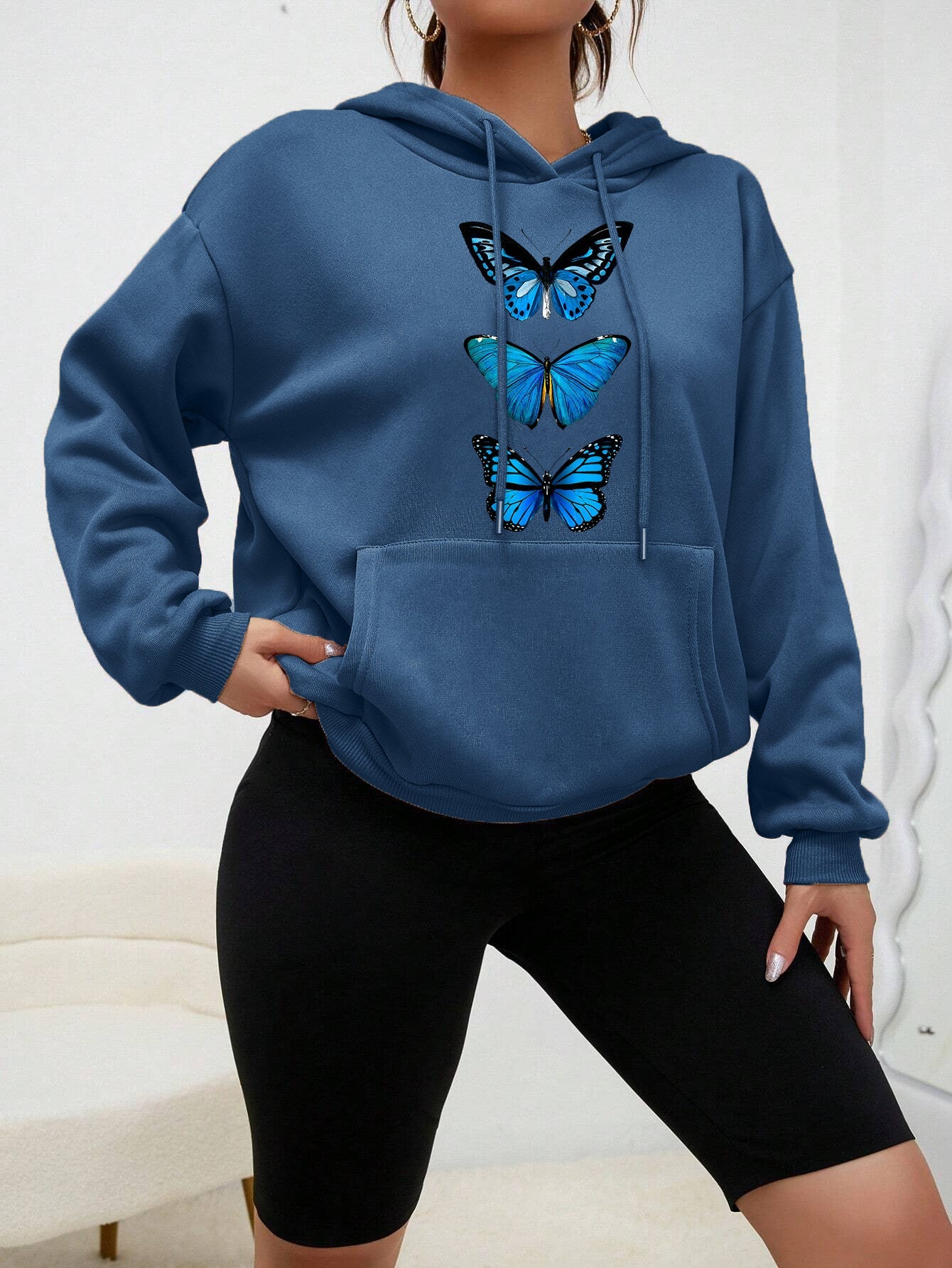 Dames Hoodie Comfortabel met Vlinder Print