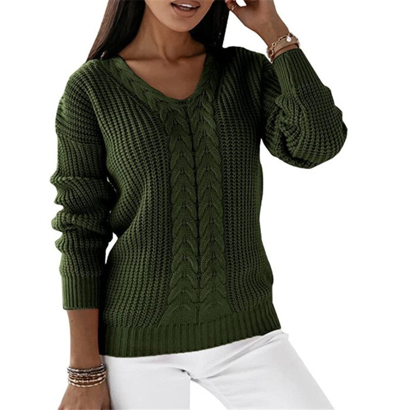 Dames Trui Gebreid V-hals Met Twist Detail
