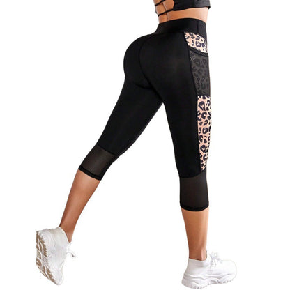 Yoga Legging Hoge Taille Dames Sportbroek met Luipaard Print en Zakken
