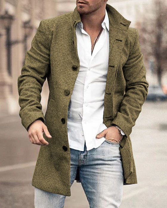 Heren lange mantel van wolmix – Slim fit jas voor smart-casual stijl