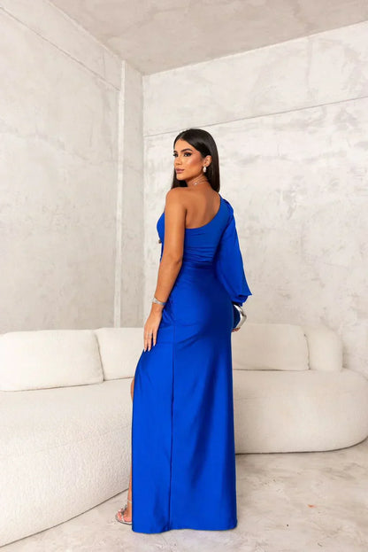 Elegant One-Shoulder Maxi Jurk voor Bruiloftsgasten met Split