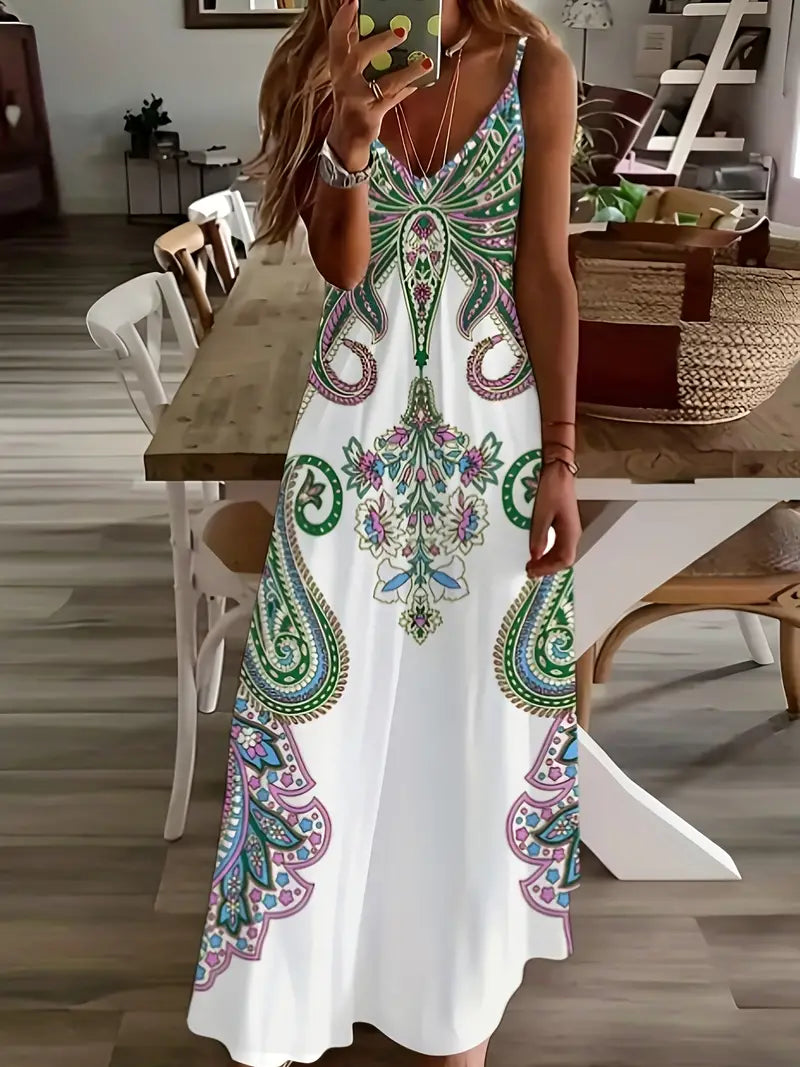 Maxi Jurk V-hals Bloemenprint Zomerjurk Dames