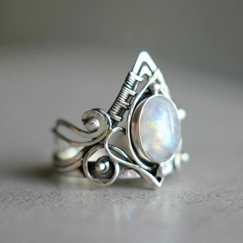 Maansteen Ring Vintage Stijl Zilverkleurig Clara