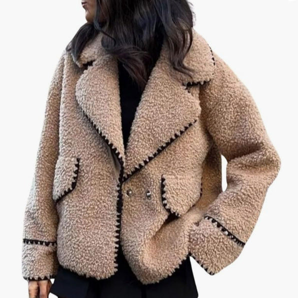 Dames Pluche Teddyjas Met Contraststitch en Zachte Stof