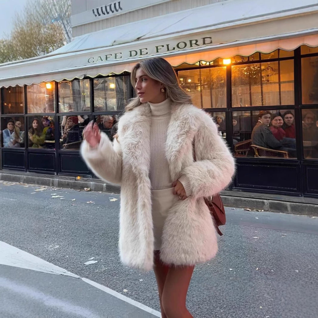 Dames Faux Fur Jas Luxe Stijlvol Elegante Uiterlijk - Mode Vibes
