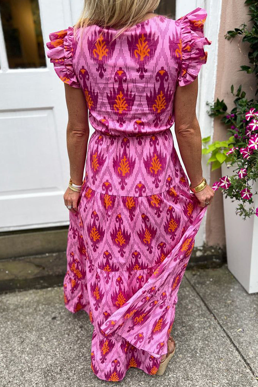 Retro Maxi Jurk Elegante Details Zomerjurk Dames
