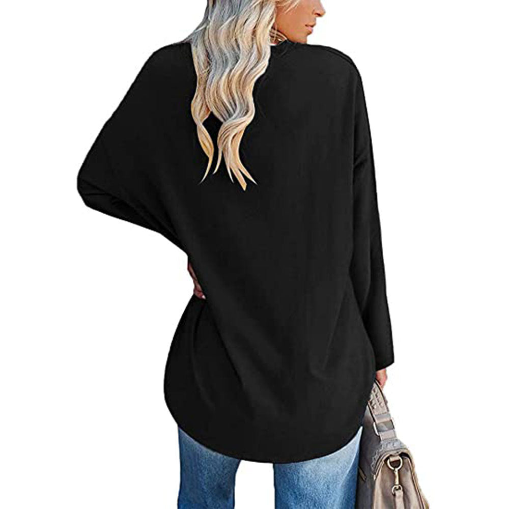 Dames Oversized T-shirt Lange Mouwen V-hals Casual