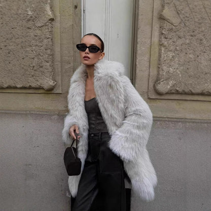 Dames Faux Fur Jas Luxe Stijlvol Elegante Uiterlijk