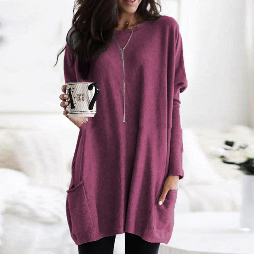 Dames Top met Lange Mouwen en Zakken Basis Collectie
