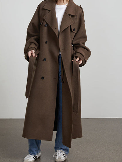 Dames Trench Coat Lange Zachte Stijlvolle Regenjas