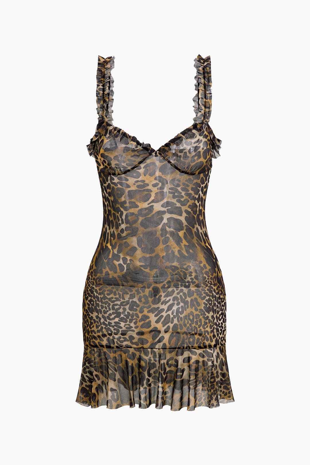 Leopard Mini-jurk met Ruches Dierenprint Wild Savanna Stijl - Mode Vibes