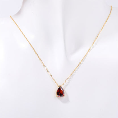 Geboortesteen Sieradenset Granaat met Ketting en Oorbellen