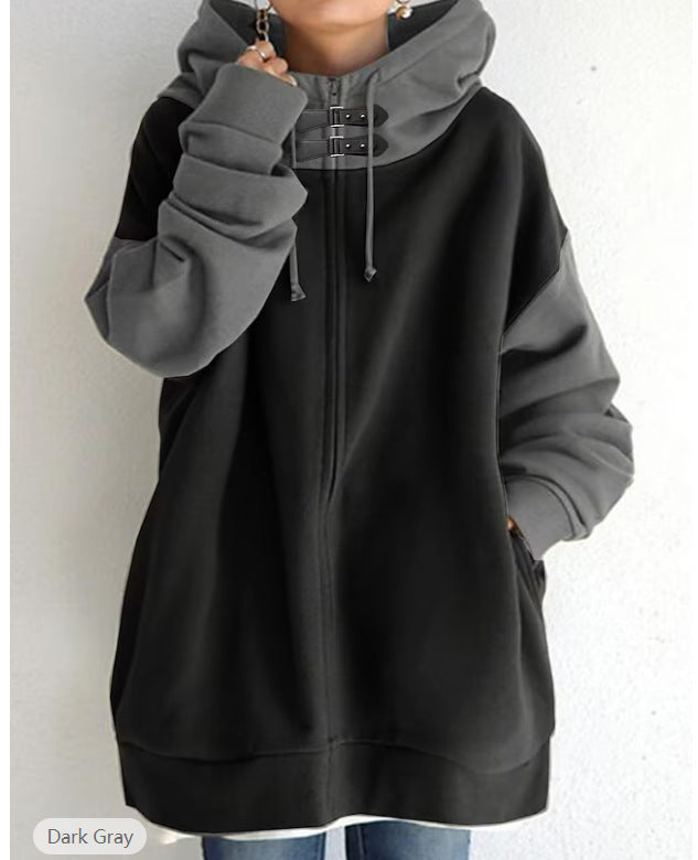 Dames Oversized Hoodie Vest Sage Groen met Rits