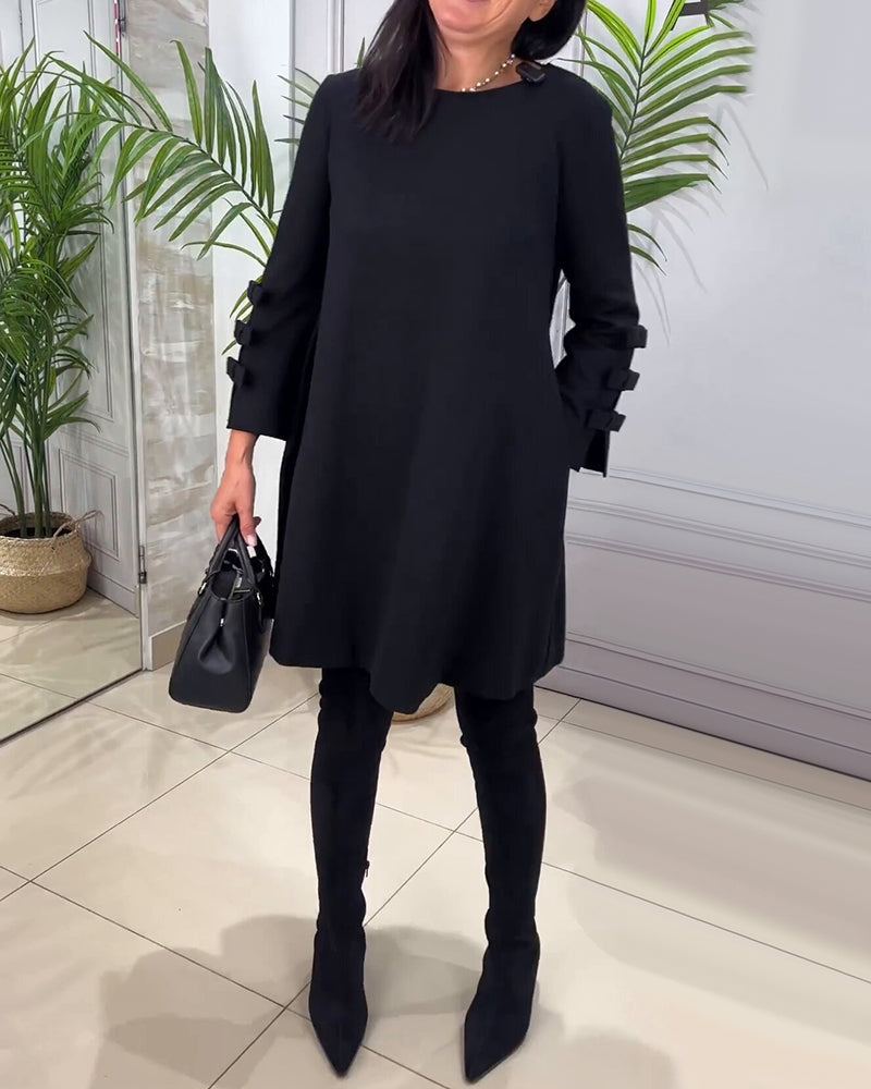 Zwarte Jurk met Lange Mouwen Casual Vrouwenjurk - Mode Vibes