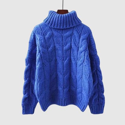 Dames Gebreide Trui met Kabelpatroon en Col – Warm & Comfortabel