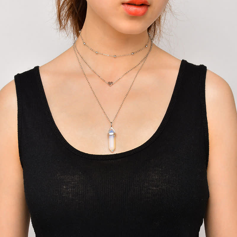Edelsteen Ketting Natuurlijke Kristal Hexagon Aurora
