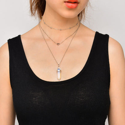 Edelsteen Ketting Natuurlijke Kristal Hexagon Aurora