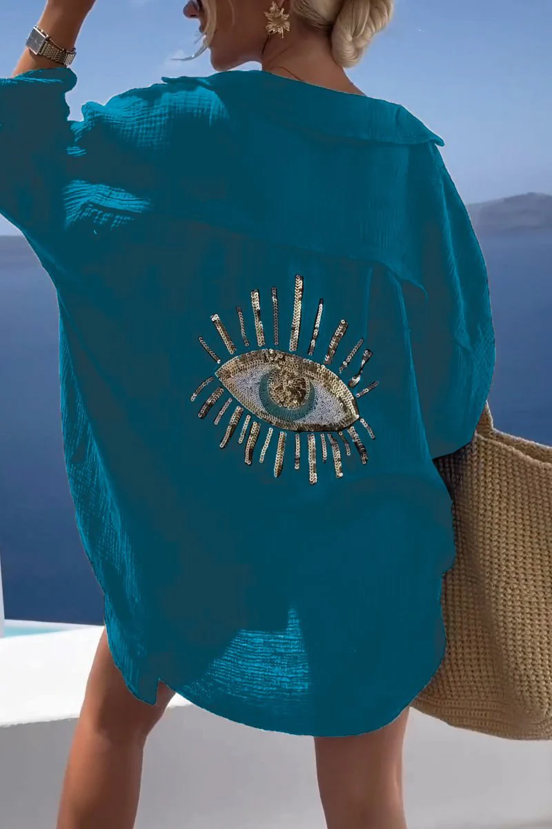 Strandtuniek Oversized Luchtig met Gouden Details