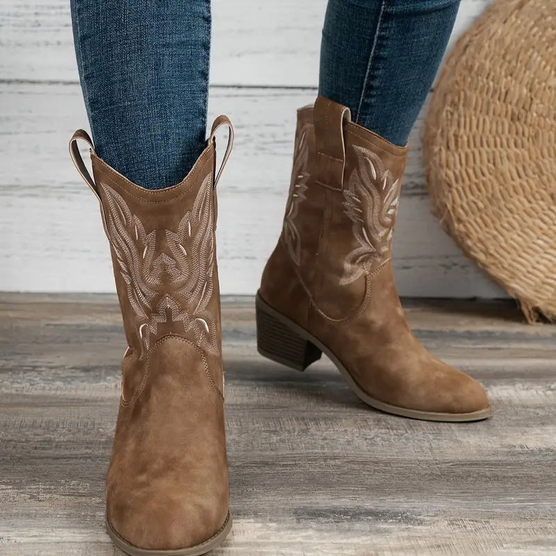 Hoge Hak Laarzen Retro Stijl Damesschoenen