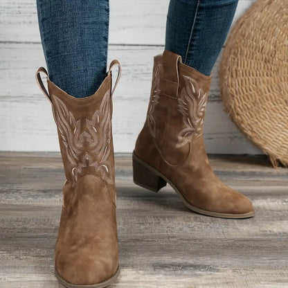 Hoge Hak Laarzen Retro Stijl Damesschoenen