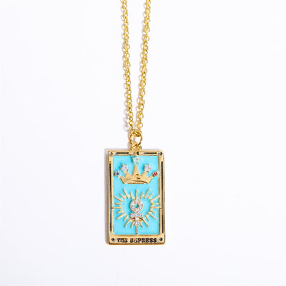 Gouden Tarot Oorhanger Druppel Ketting Zirkonia