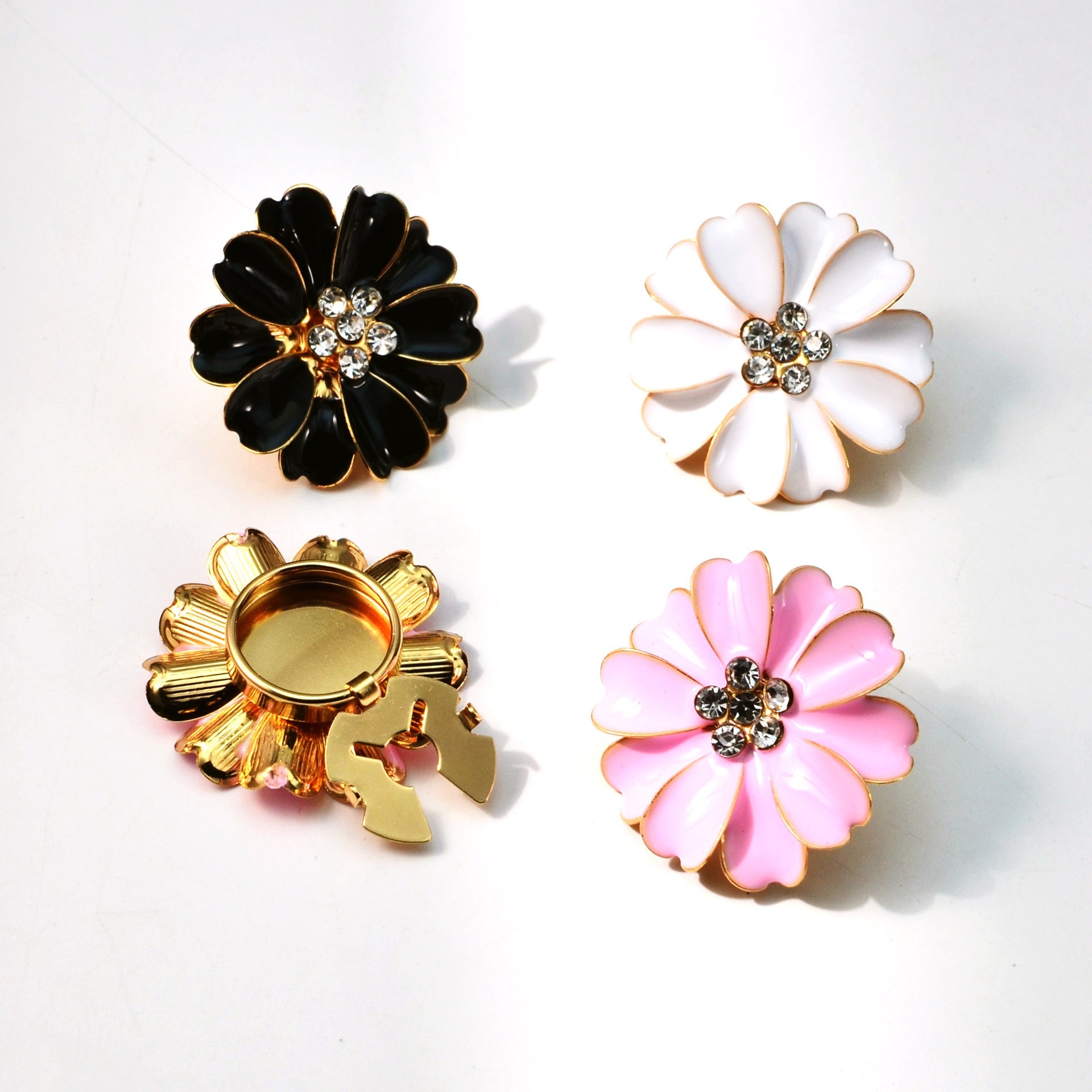 Sierlijke Knopcovers voor Dames met Bloemen en Steentjes - Mode Vibes