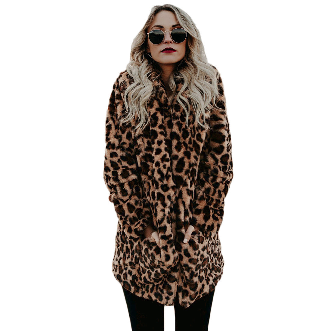 Dames Faux Fur Jas Leopard Print Luxe Blancha