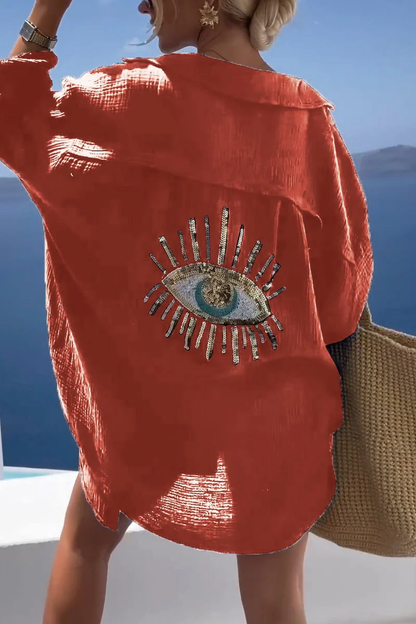 Strandtuniek Oversized Luchtig met Gouden Details