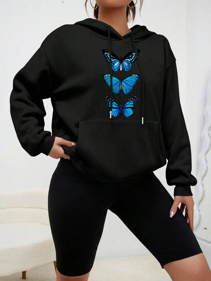 Dames Hoodie Comfortabel met Vlinder Print