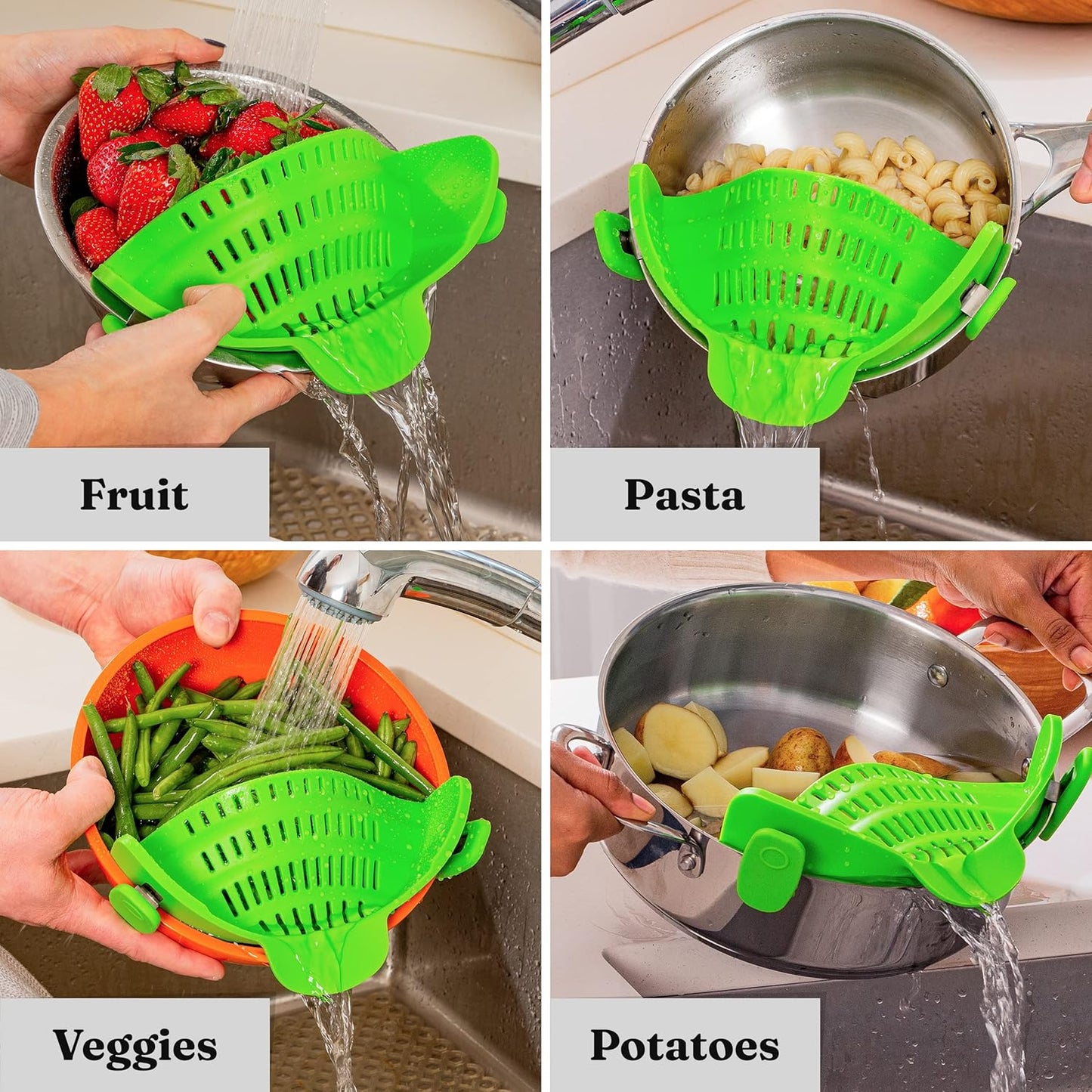 Silicone Zeef - Hittebestendig Clip-On Vergiet voor Pasta en Groenten