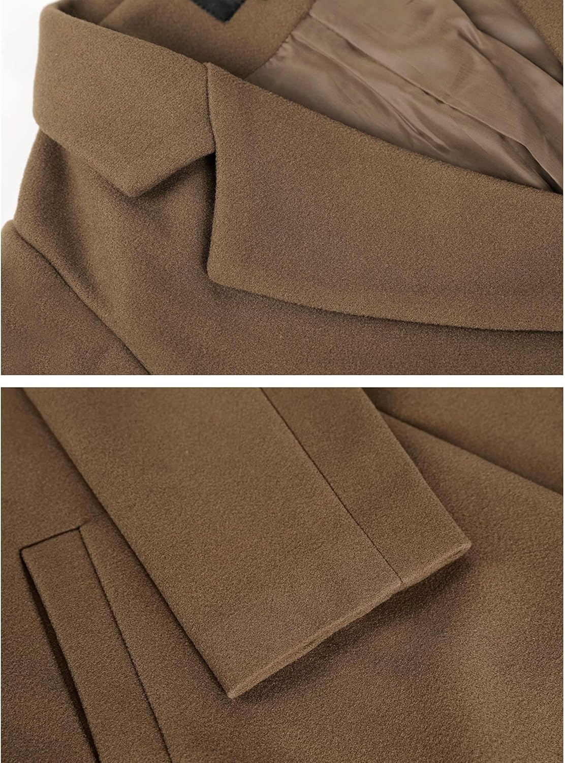 Dames Wollen Jas Notch Revers Warme Wintercoat