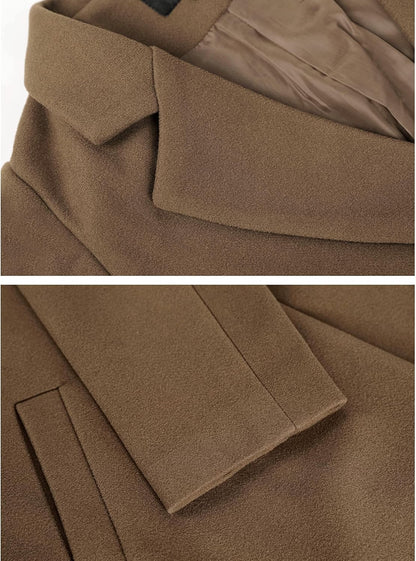 Dames Wollen Jas Notch Revers Warme Wintercoat