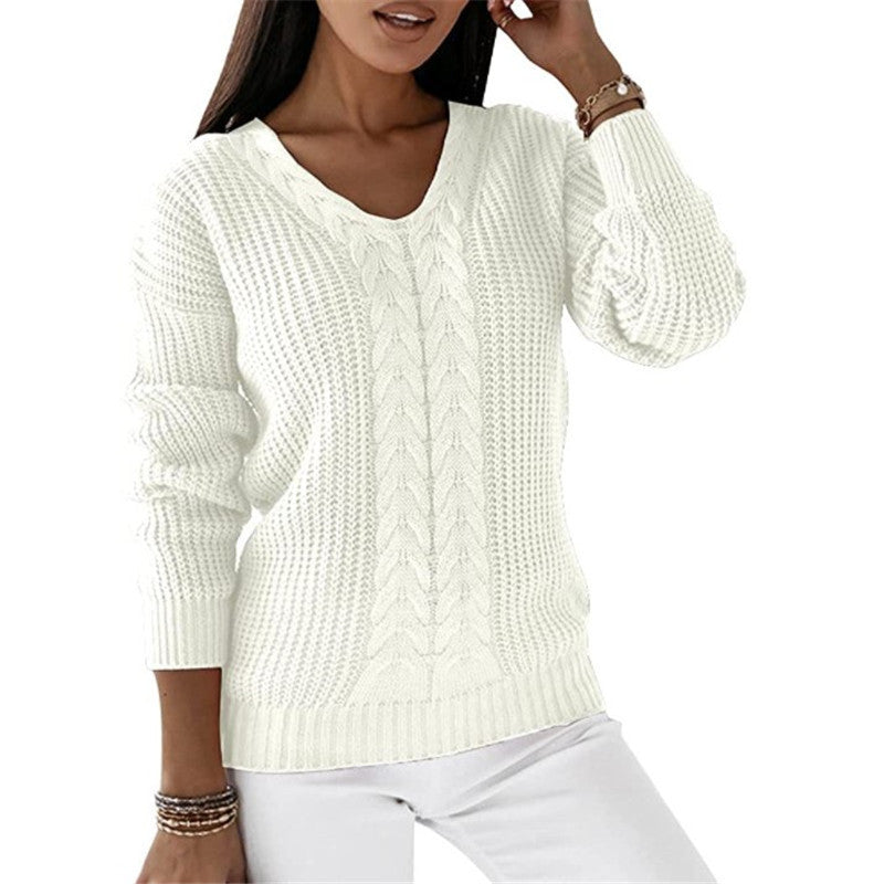 Dames Trui Gebreid V-hals Met Twist Detail