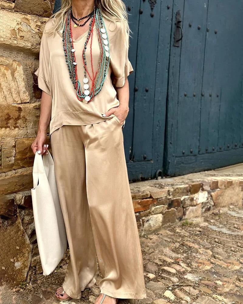 Comfortabele Zomerse Set Top en Broek voor Vrouw
