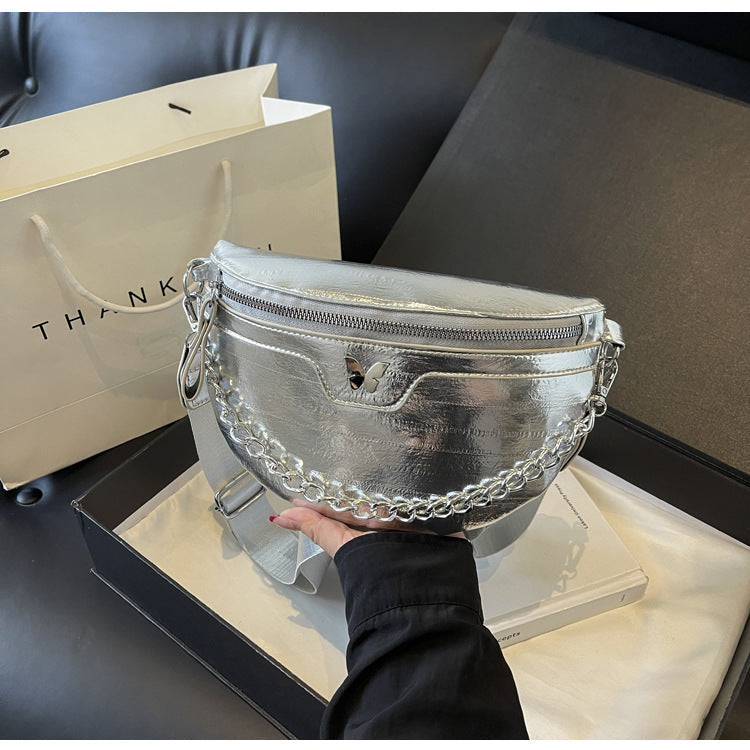 Dames Crossbody Tas met Ketting Detail Hippe Stijl