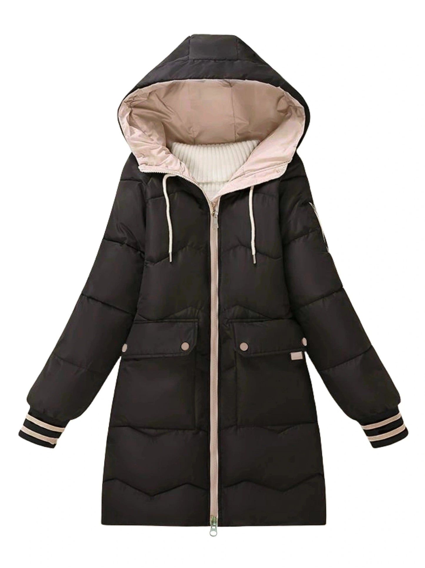 Warme Hoodie Jas met Rits en Gewatteerde Voering