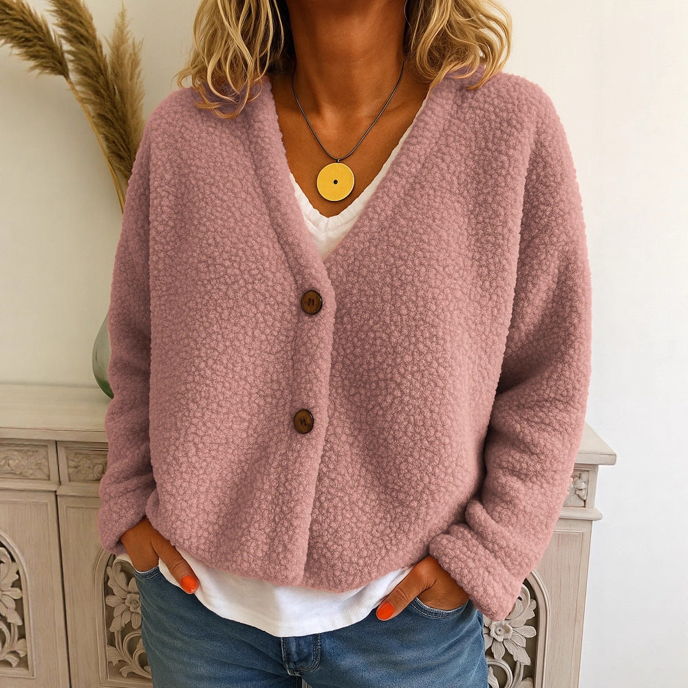 Dames Fleece Vest Warm met V-hals en Knopen