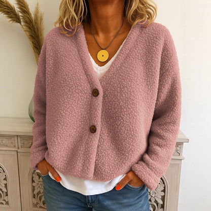 Dames Fleece Vest Warm met V-hals en Knopen