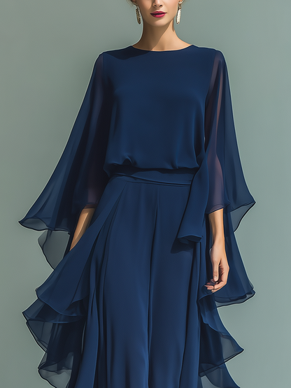 Dames Chiffon Set Met Ruches Elegant