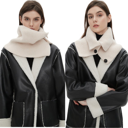 Dames Sjaal Warm Gebreid Col Model Met Knopen
