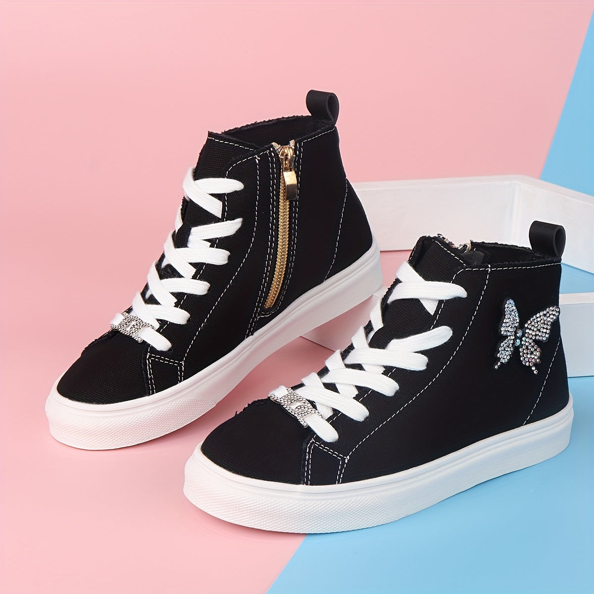 Kinder Sneakers Canvas Stijlvol met Vlinderstrikkers