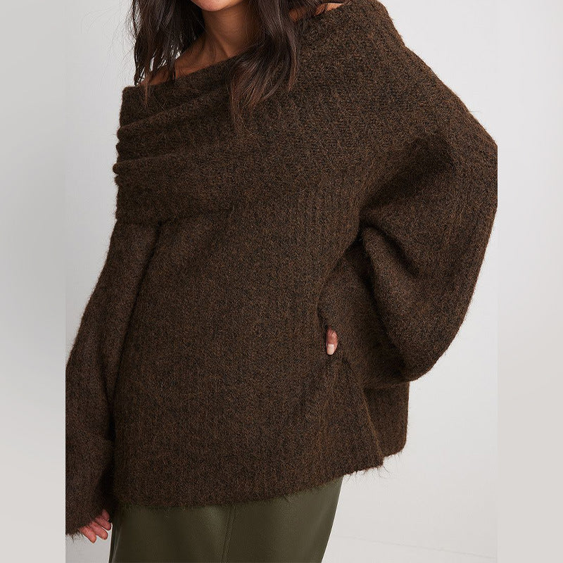 Dames Trui Off-shoulder Warm Gebreid Trendy Stijl