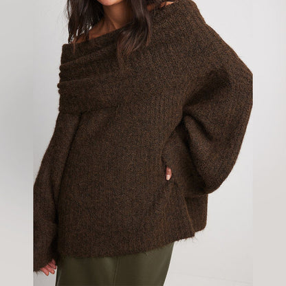 Dames Trui Off-shoulder Warm Gebreid Trendy Stijl