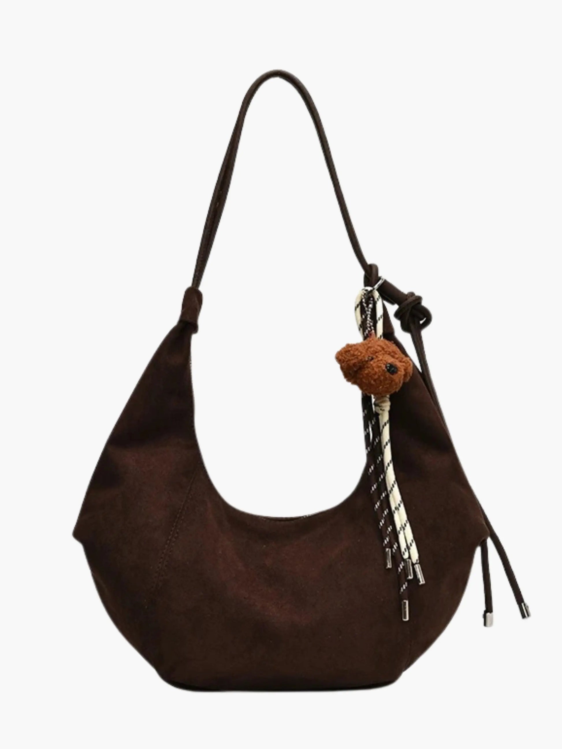 Boho Chic Suède Schouder tas met Speelse Details - Mode Vibes