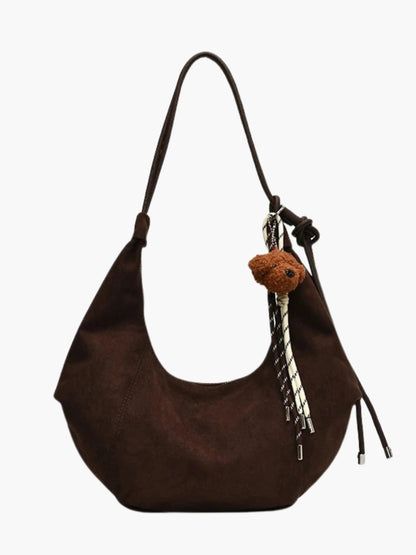 Boho Chic Suède Schouder tas met Speelse Details - Mode Vibes